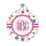 Girly Monsters Round Pet ID Tag - Small (Personalized)