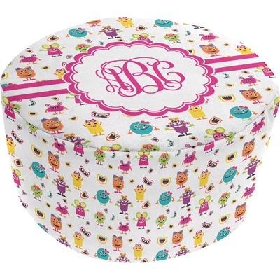 Custom Girly Monsters Round Pouf Ottoman (Personalized)