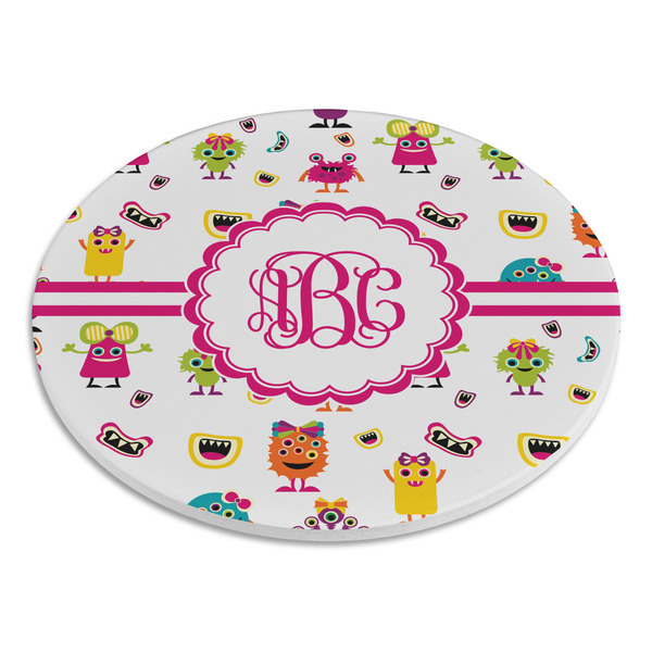 Girly Monsters Round Stone Trivet - Angle View