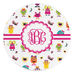 Girly Monsters Round Stone Trivet (Personalized)