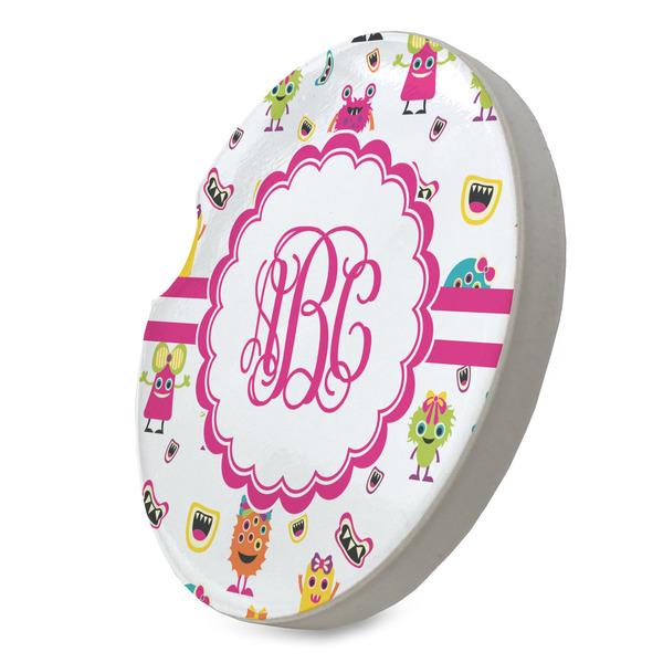 Girly Monsters Sandstone Car Coaster - STANDING ANGLE