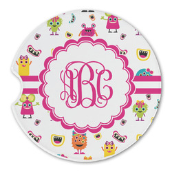Girly Monsters Sandstone Car Coaster - Single (Personalized)