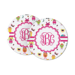 Girly Monsters Sandstone Car Coasters - Set of 2 (Personalized)