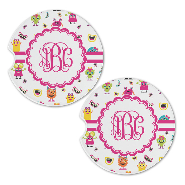 Girly Monsters Sandstone Car Coasters - Set of 2
