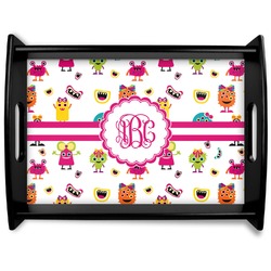 Girly Monsters Black Wooden Tray - Large (Personalized)