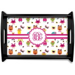 Girly Monsters Black Wooden Tray - Small (Personalized)