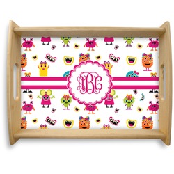 Girly Monsters Natural Wooden Tray - Large (Personalized)