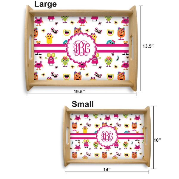 Girly Monsters Serving Tray Wood Sizes