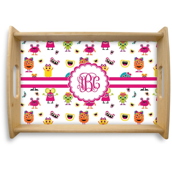 Custom Girly Monsters Natural Wooden Tray - Small (Personalized)