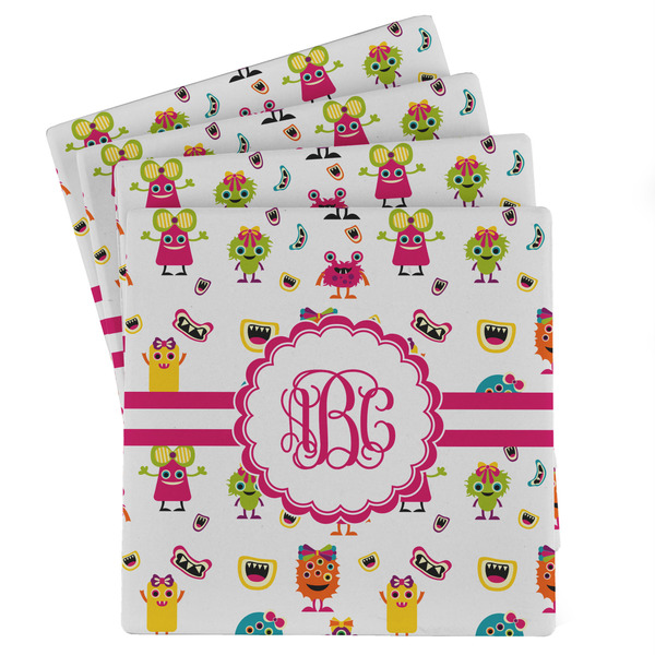 Custom Girly Monsters Absorbent Stone Coasters - Set of 4 (Personalized)