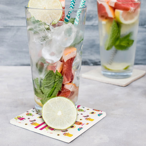 Girly Monsters Set of 4 Stone Coasters - In Context View