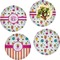 Girly Monsters Set of 4 Glass Lunch / Dinner Plate 10" (Personalized)