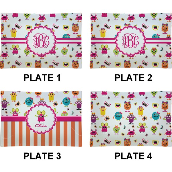 Girly Monsters Set of Rectangular Appetizer / Dessert Plates (Approval)