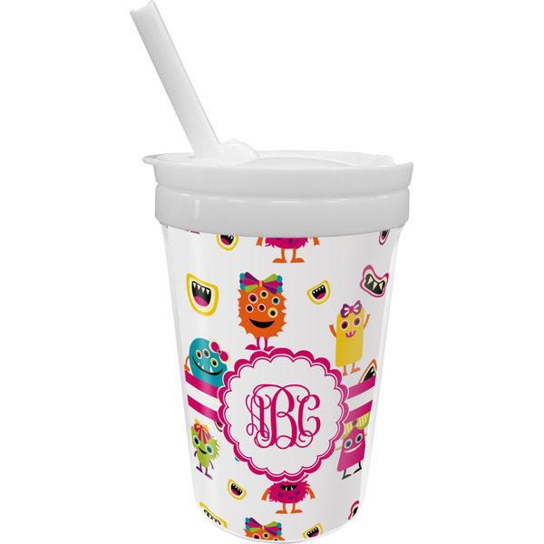 Custom Girly Monsters Sippy Cup with Straw (Personalized)
