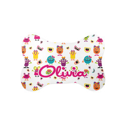 Girly Monsters Bone Shaped Dog Food Mat (Small) (Personalized)