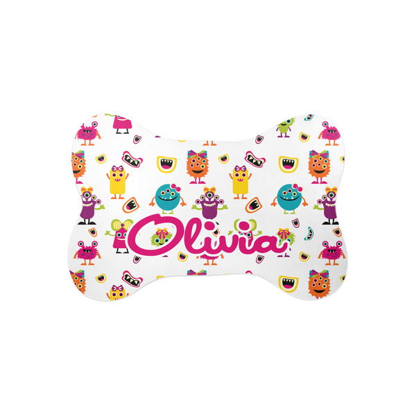 Custom Girly Monsters Bone Shaped Dog Food Mat (Small) (Personalized)