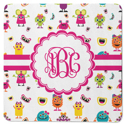 Girly Monsters Square Rubber Backed Coaster (Personalized)