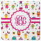 Girly Monsters Square Rubber Backed Coaster (Personalized)