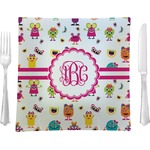 Girly Monsters Glass Square Lunch / Dinner Plate 9.5" (Personalized)