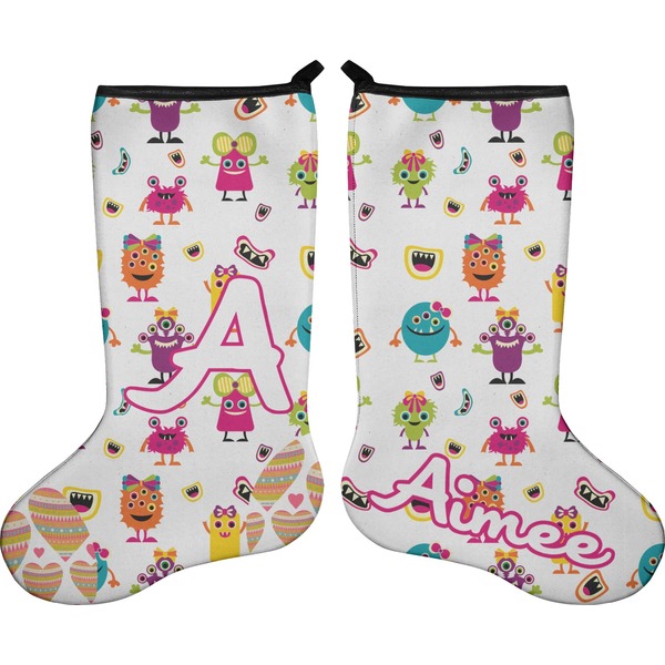 Custom Girly Monsters Holiday Stocking - Double-Sided - Neoprene (Personalized)