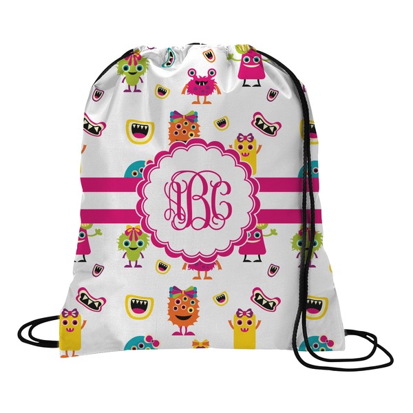Custom Girly Monsters Drawstring Backpack - Small (Personalized)