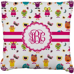Girly Monsters Faux-Linen Throw Pillow (Personalized)