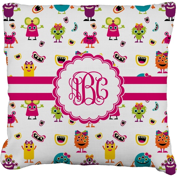 Custom Girly Monsters Faux-Linen Throw Pillow (Personalized)