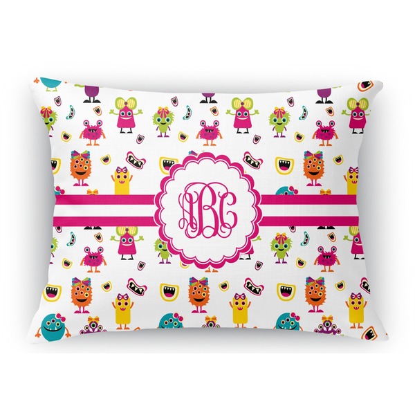 Custom Girly Monsters Rectangular Throw Pillow Case - 12"x18" (Personalized)
