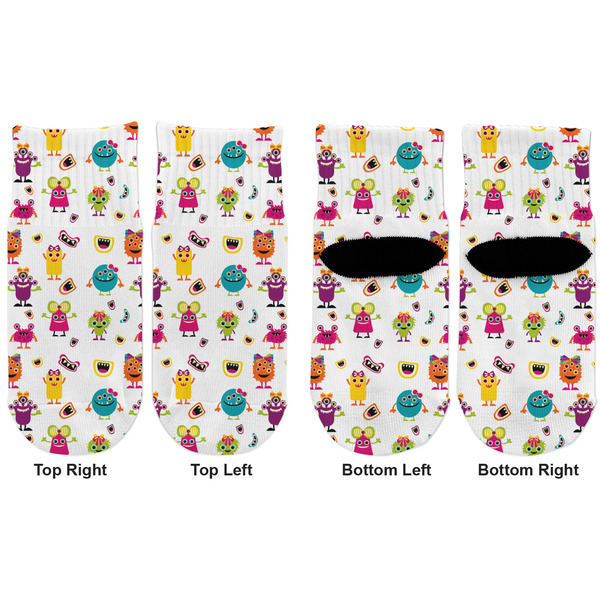 Girly Monsters Toddler Ankle Socks - Double Pair - Front and Back - Apvl