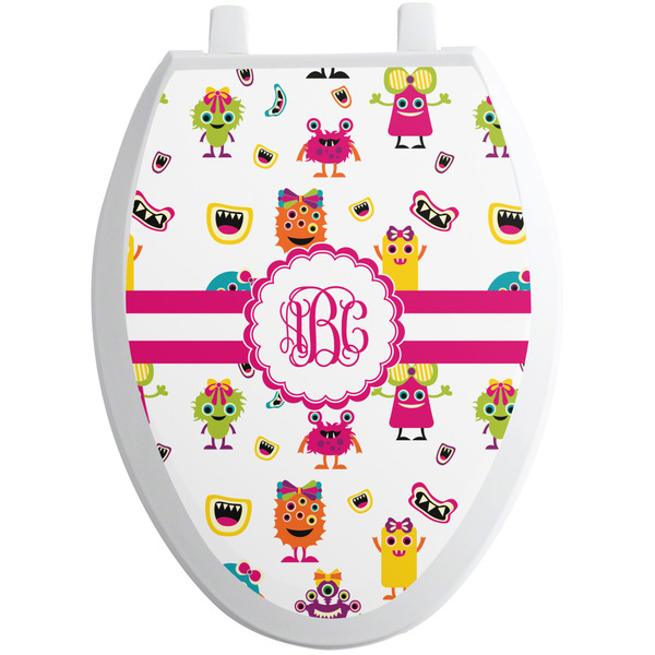 Custom Girly Monsters Toilet Seat Decal - Elongated (Personalized)