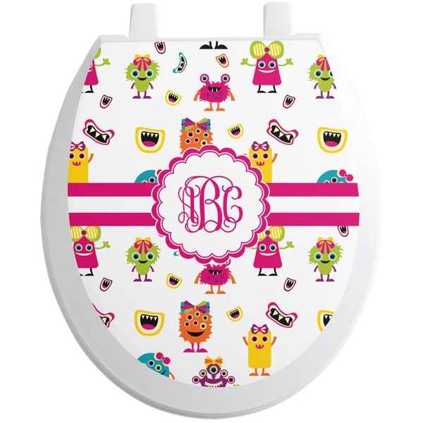Custom Girly Monsters Toilet Seat Decal - Round (Personalized)
