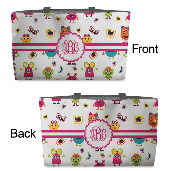 Girly Monsters Tote w/Black Handles - Front & Back Views