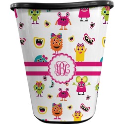 Girly Monsters Waste Basket - Double Sided (Black) (Personalized)