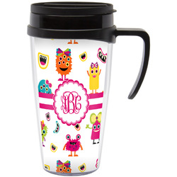 Girly Monsters Acrylic Travel Mug with Handle (Personalized)