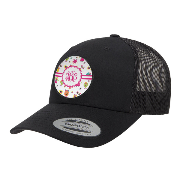 Custom Girly Monsters Trucker Hat - Black (Personalized)