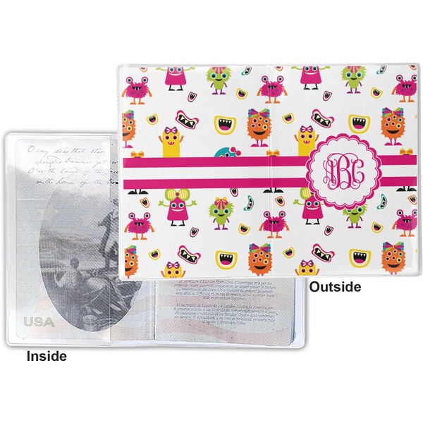 Girly Monsters Vinyl Passport Holder - Flat Front and Back