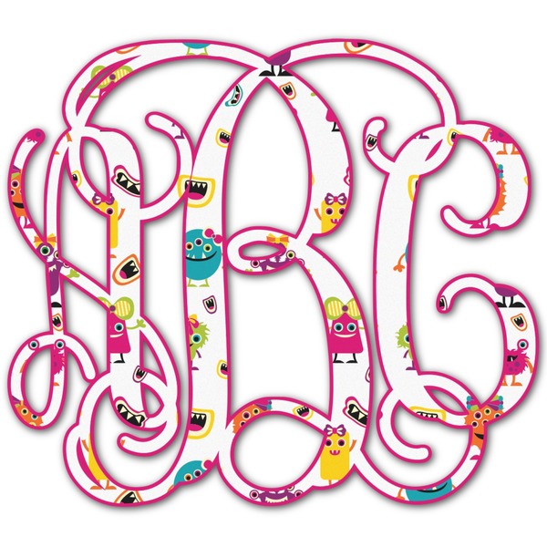 Custom Girly Monsters Monogram Decal - Large (Personalized)
