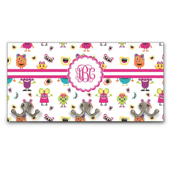 Custom Girly Monsters Wall Mounted Coat Rack (Personalized)