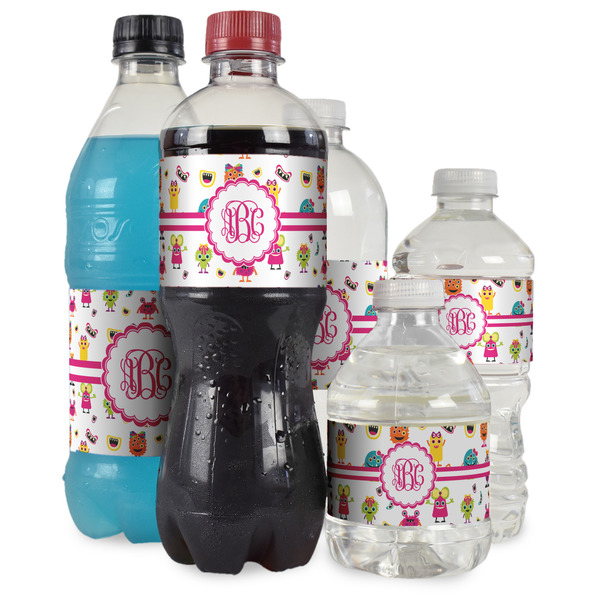 Girly Monsters Water Bottle Label - Multiple Bottle Sizes