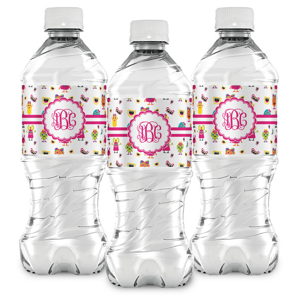 Girly Monsters Water Bottle Labels - Front View