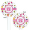 Girly Monsters White Plastic 5.5" Stir Stick - Double Sided - Round - Front & Back