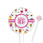 Girly Monsters 5.5" Round Plastic Stir Sticks - White - Single Sided (Personalized)