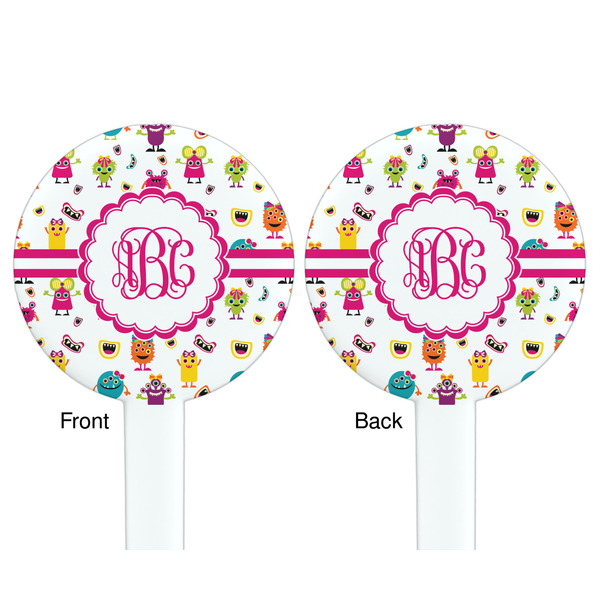Girly Monsters White Plastic 7" Stir Stick - Double Sided - Round - Front & Back