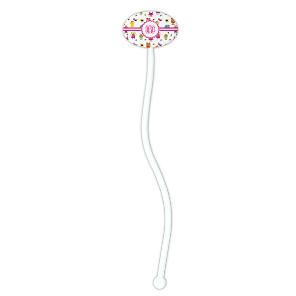 Girly Monsters White Plastic 7" Stir Stick - Oval - Single Stick