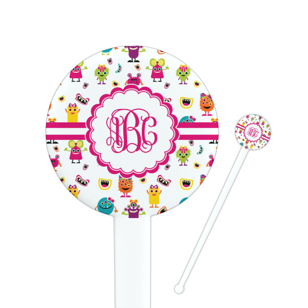 Custom Girly Monsters Round Plastic Stir Sticks (Personalized)