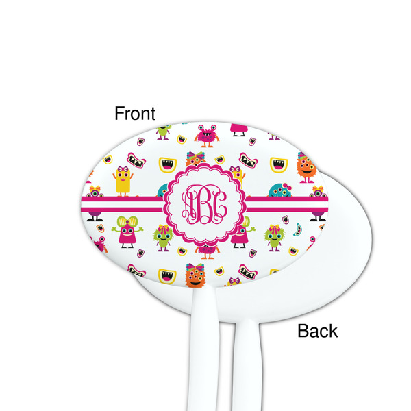 Girly Monsters White Plastic 7" Stir Stick - Single Sided - Oval - Front & Back