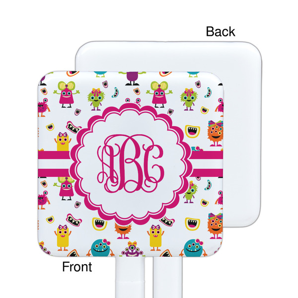 Girly Monsters White Plastic Stir Stick - Single Sided - Square - Approval