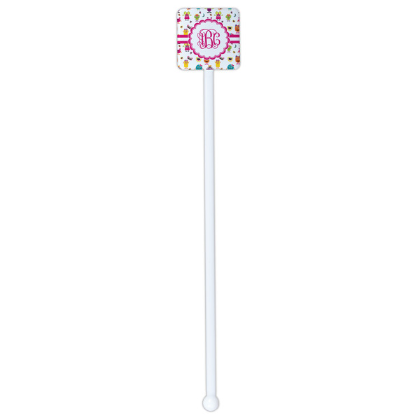 Girly Monsters White Plastic Stir Stick - Single Sided - Square - Single Stick