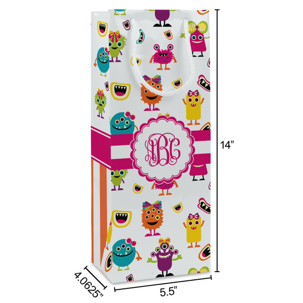 Girly Monsters Wine Gift Bag - Dimensions