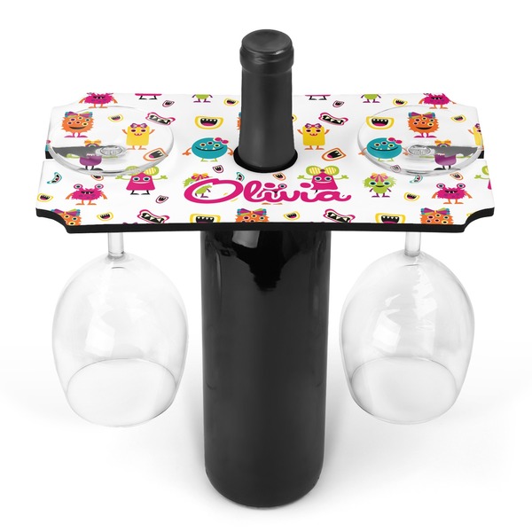 Custom Girly Monsters Wine Bottle & Glass Holder (Personalized)